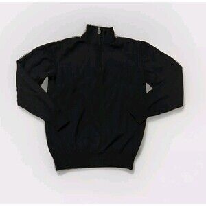 Giasone Wool Sweater Womens Medium Black 1/4 Zip Italy Warm Winter